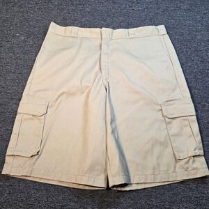 Dickies Cargo Shorts Mens 42 Loose Fit Khaki Tan Workwear Utility Workwear